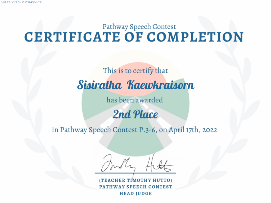 ประกวดสุนทรพจน์ภาษาอังกฤษ โครงการ Pathway Speech Contest หัวข้อ “World Health Day”