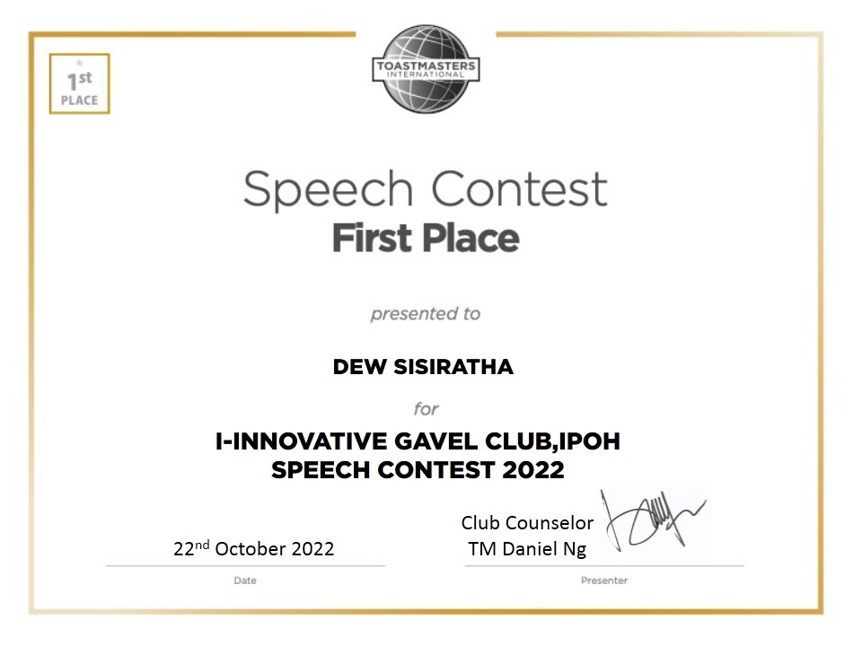 I-Innovative Gavel Club Speech Contest
